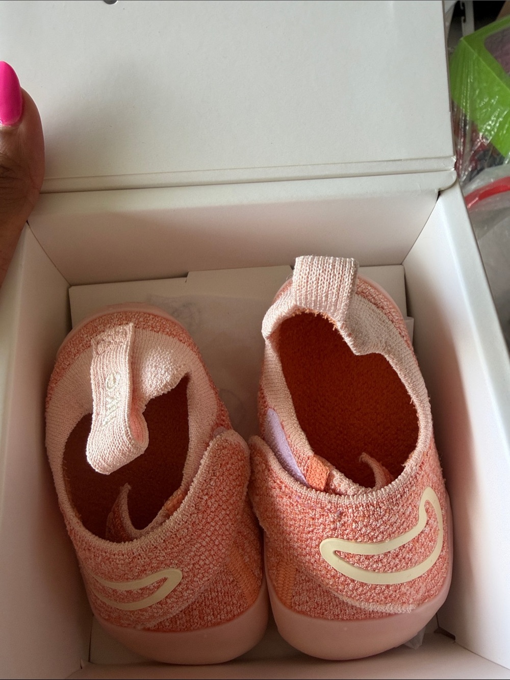 Nike Kids Slip-On Knit Sneakers in Coral Pink